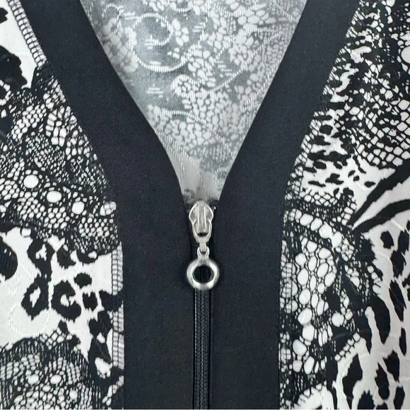 Christopher & Banks Monochrome Patterned Cardigan zip up sweater lace Lacie - Picture 5 of 9